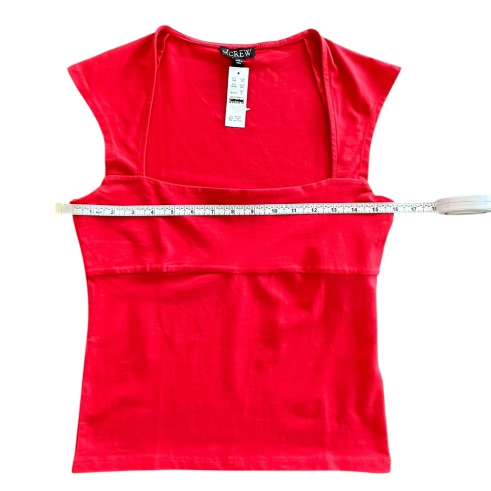 NEW J. CREW‎ Squareneck cap-sleeve top in stretch cotton blend red Size Medium - Picture 4 of 7